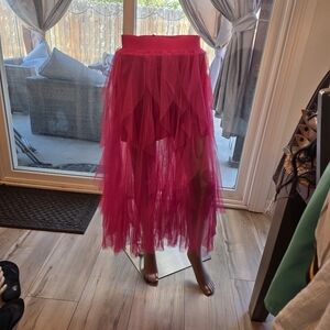 Sincerely Jules Vibrant Pink Tulle Midi Skirt